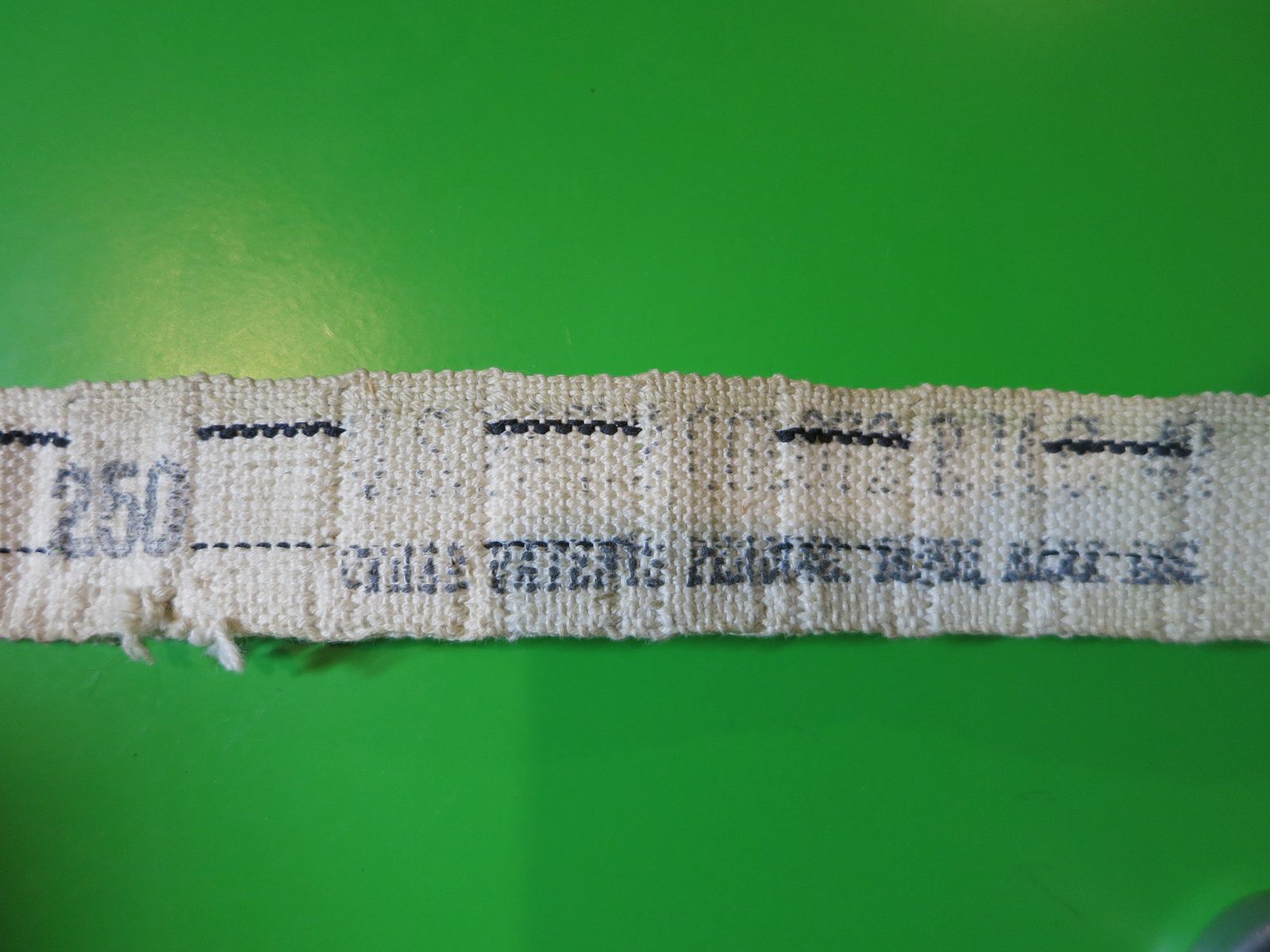 Ceinture en tissu Browning Cal .30 US de la WW2, M1919 USGI, ceinture de munitions en tissu originale R.M.C.