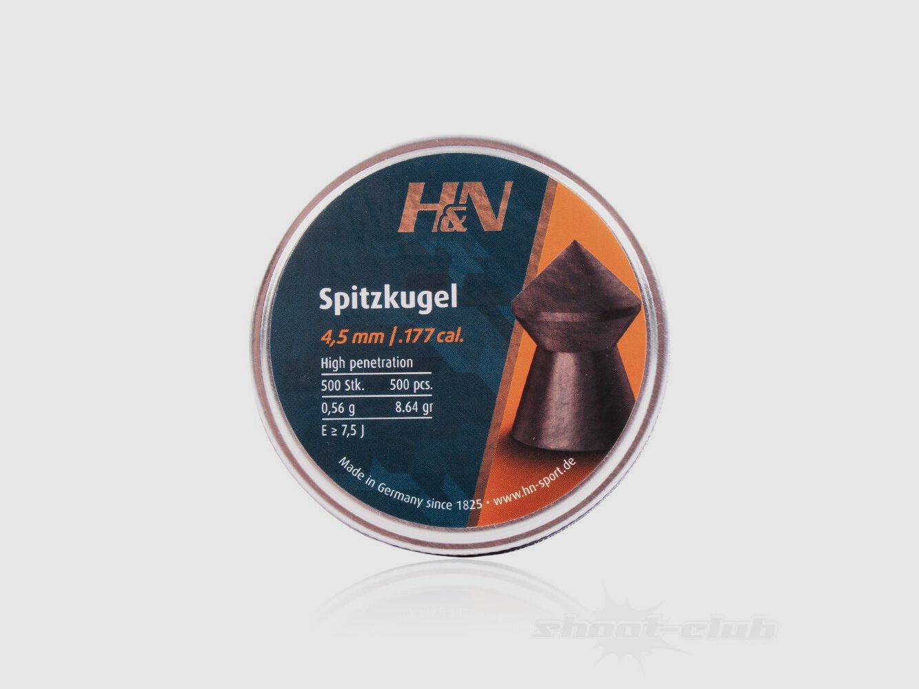 H&N Diabolo Spitzkugeln, glatt 4,5mm / 0,56 g / 500 Stk, Bild 2 von 3