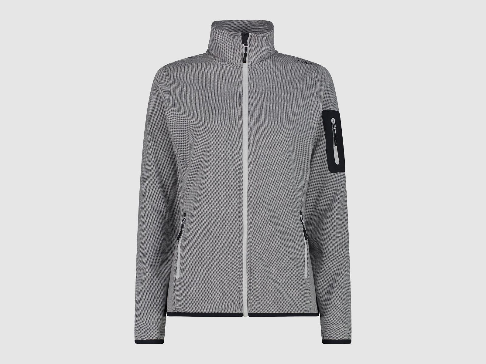 CMP Damen Jacke Knit-Tech-Fleece mit Inner Layer aus Mesh Bianco Graffite
