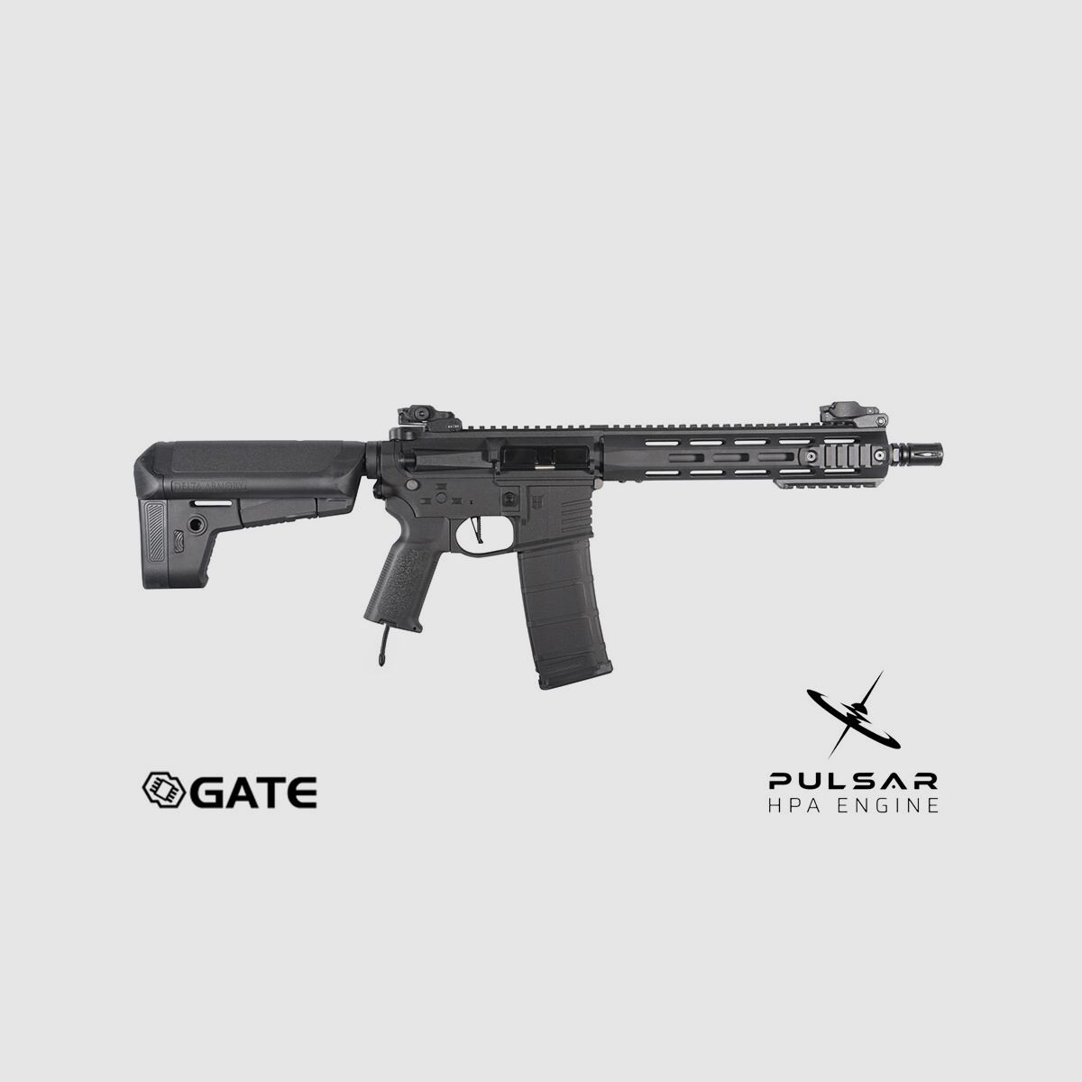 Delta Armory M4 AR15 M-LOK 10 Zoll CHARLIE GATE PULSAR HPA Airsoft Gewehr in Schwarz