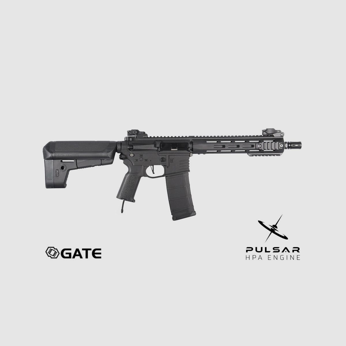 Delta Armory M4 AR15 M-LOK 10 Zoll CHARLIE GATE PULSAR HPA Airsoft Gewehr in Schwarz