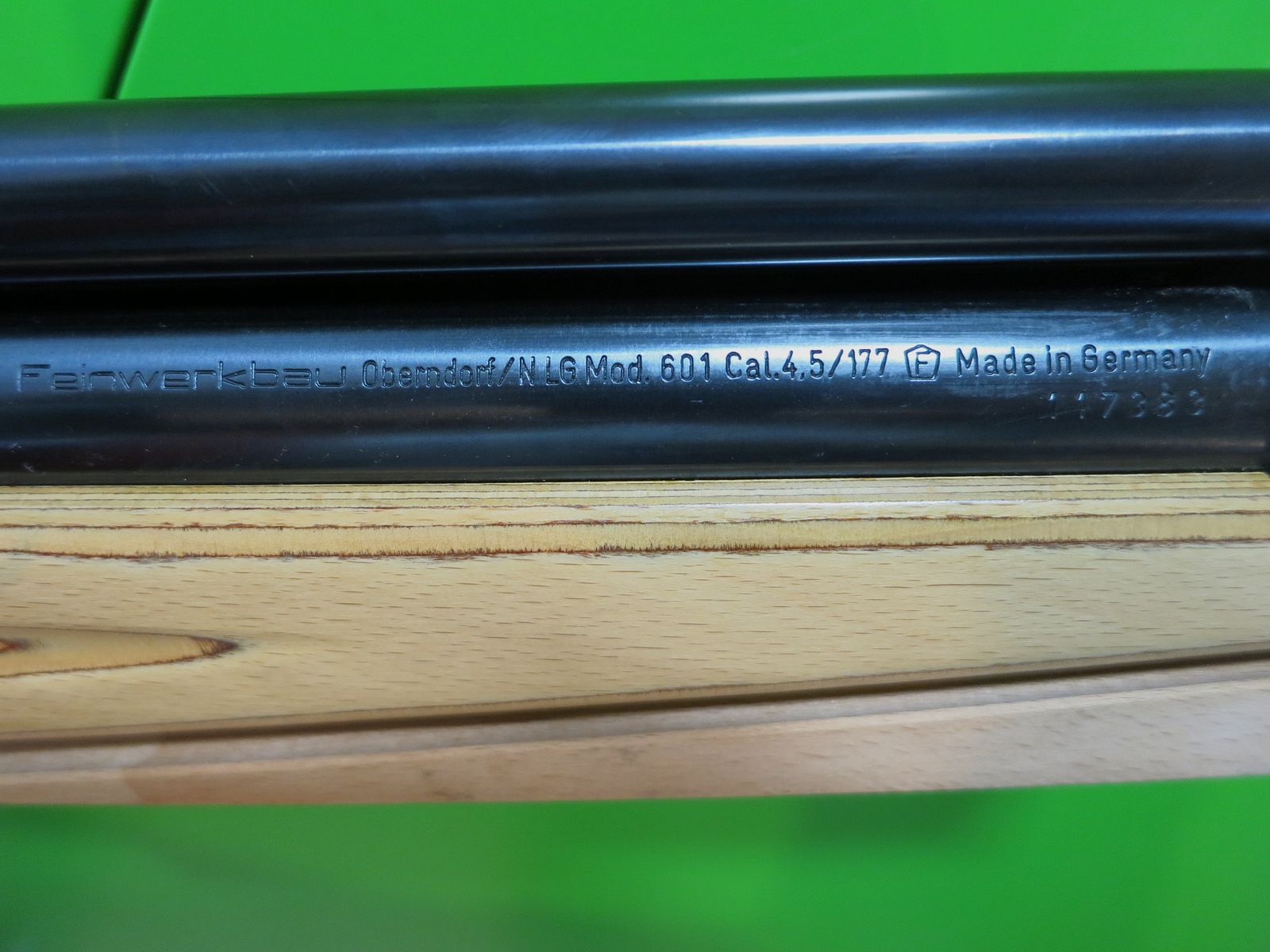 Feinwerkbau 601 (FWB601) fucile ad aria compressa da competizione; SISTEMA SINISTRO, calciolo regolabile, copri-calciolo, diottro, calibro 4,5 mm .177 #48