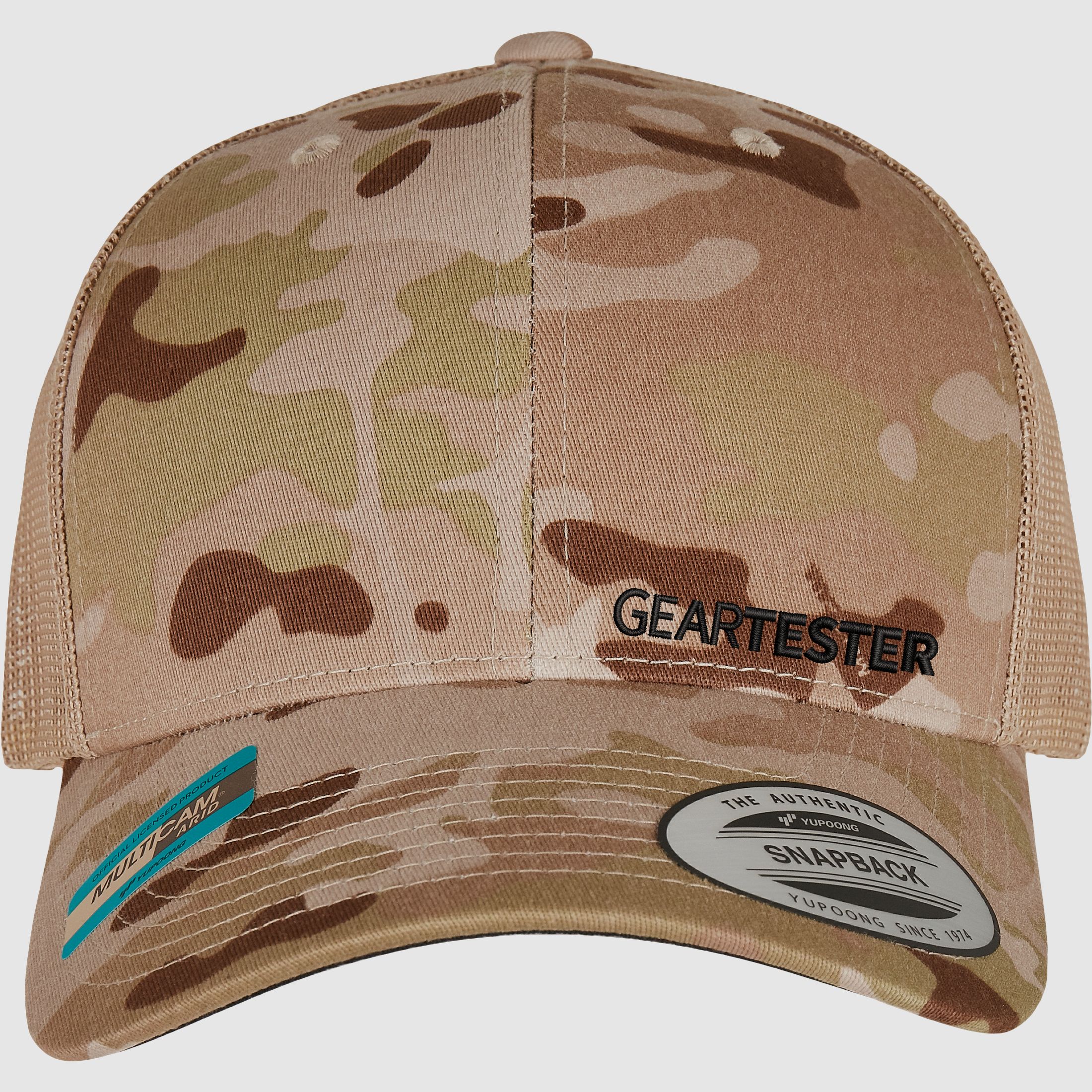 Geartester Multicam Retro Trucker-Kappe, kleines Logo