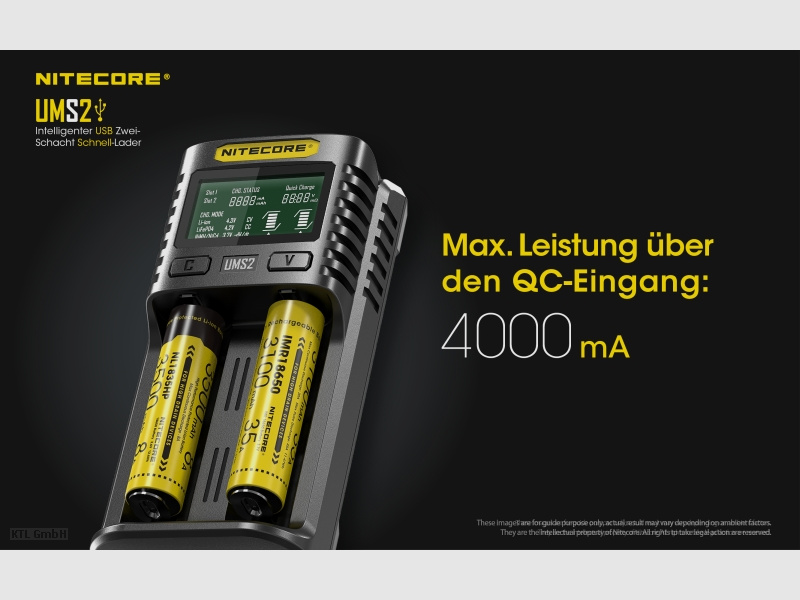 Nitecore UMS2 USB Schnell Ladegerät