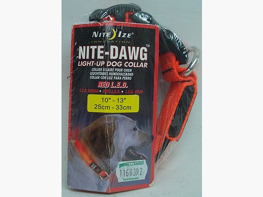NiteIze Halsband orange - mit rotem LED, Gr. 25-33cm