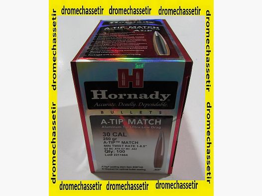 BOX OF 100 HORNADY A-TIP MATCH BULLETS 30/308 250GR ref 3092