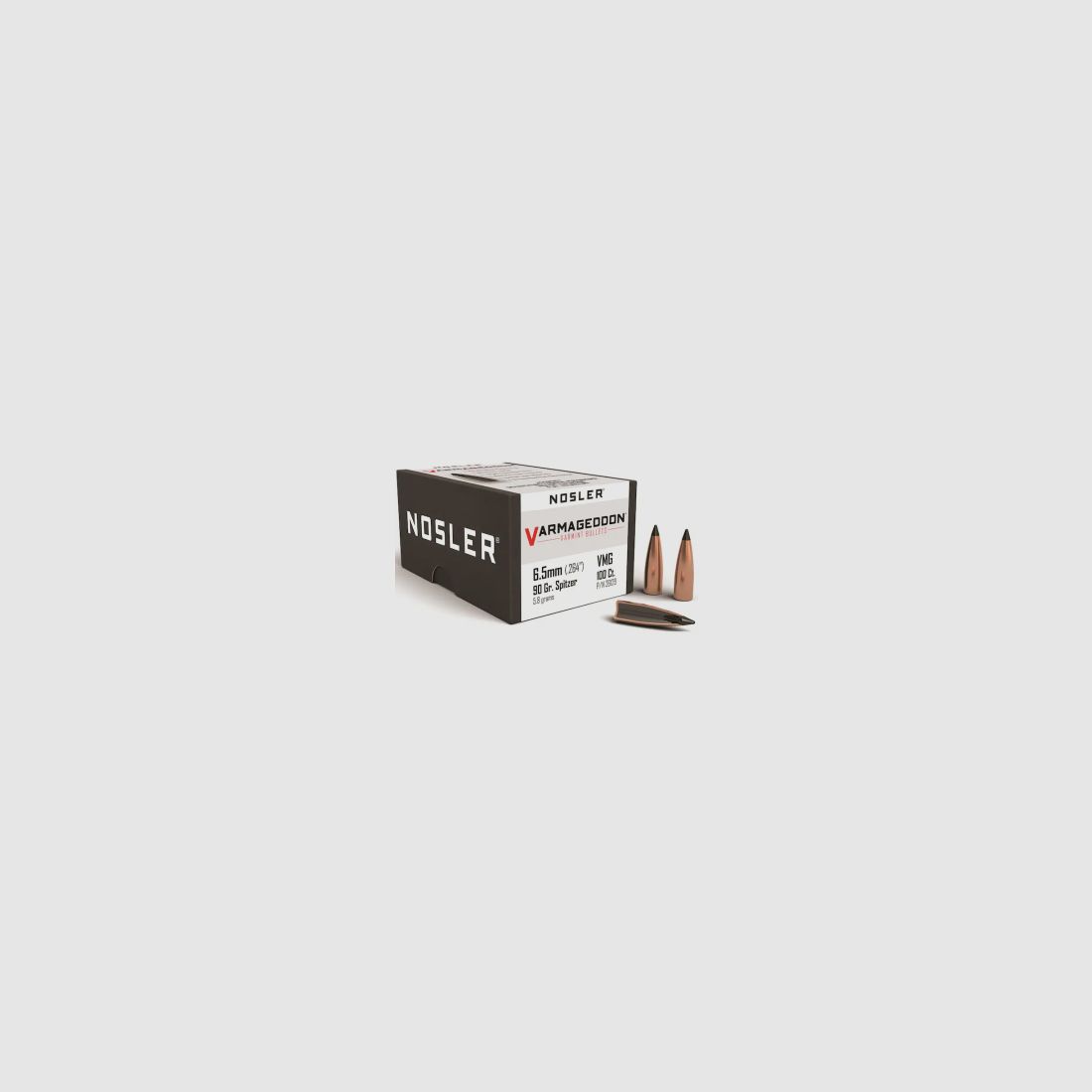Nosler Geschoss 6,5mm/.264 Varmageddon 90GR Teilmantel Tipped Flat Base 100 Stück