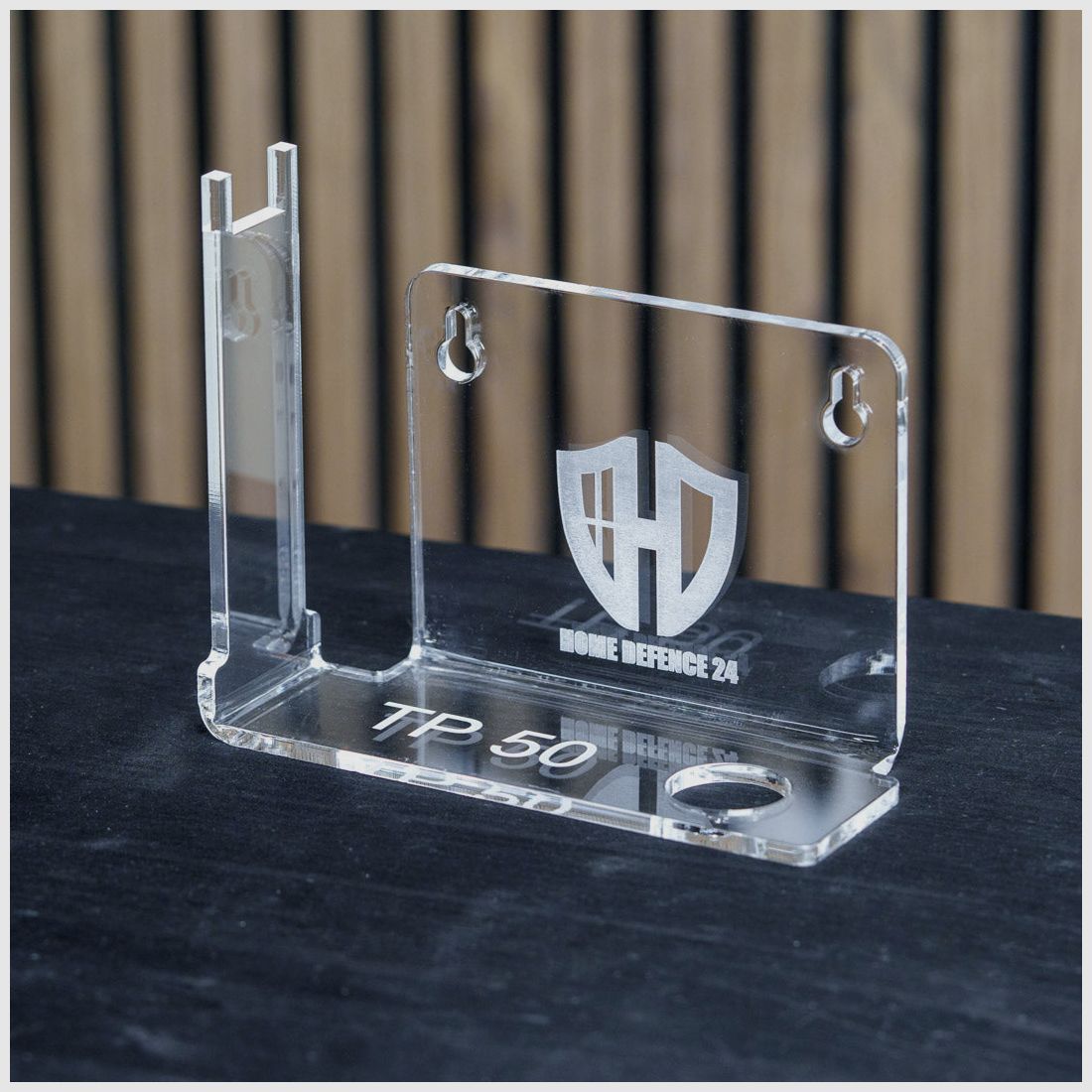 PLEXIGLAS® wall mount / table stand for HDR50 | HDP50 | stylish design with laser-engraved Homedefence logo