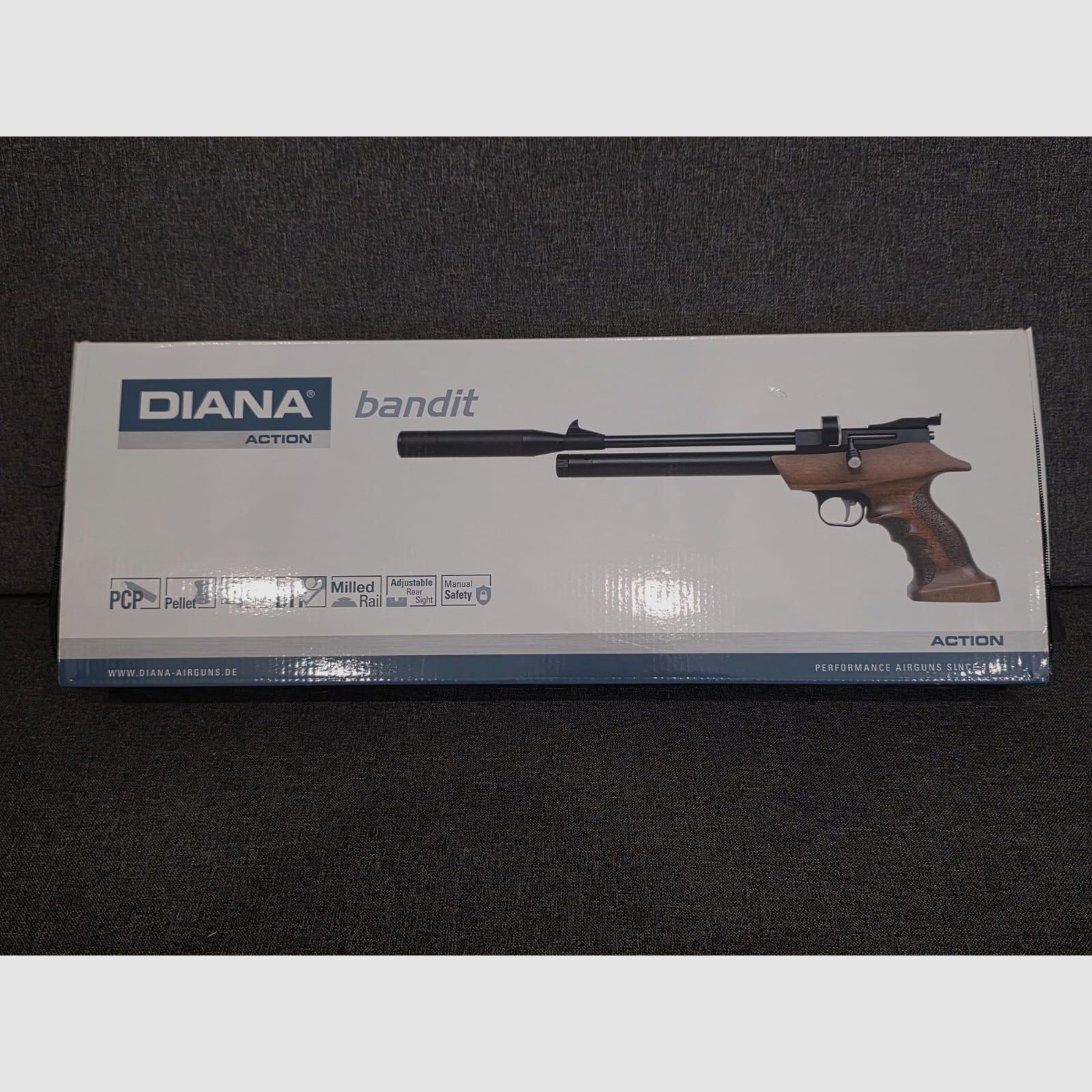 Pistola ad aria compressa Diana Bandit con regolatore 4,5 mm Diabolo .177 con silenziatore