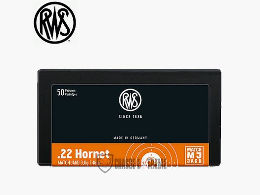 50 Munitions RWS cal 22 Hornet 46gr Match Jagd