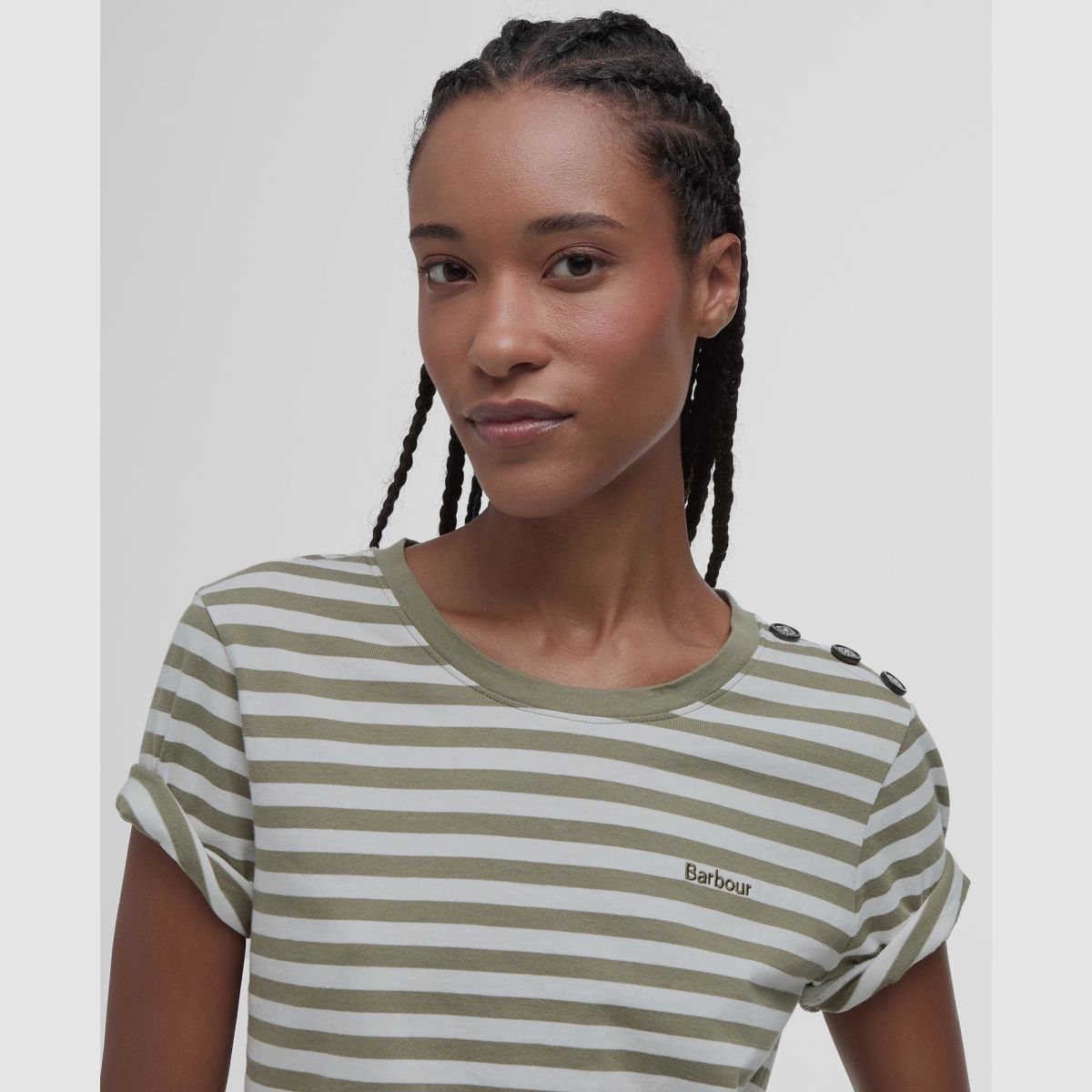 BARBOUR T-Shirt Ferryside Striped Dusky Green