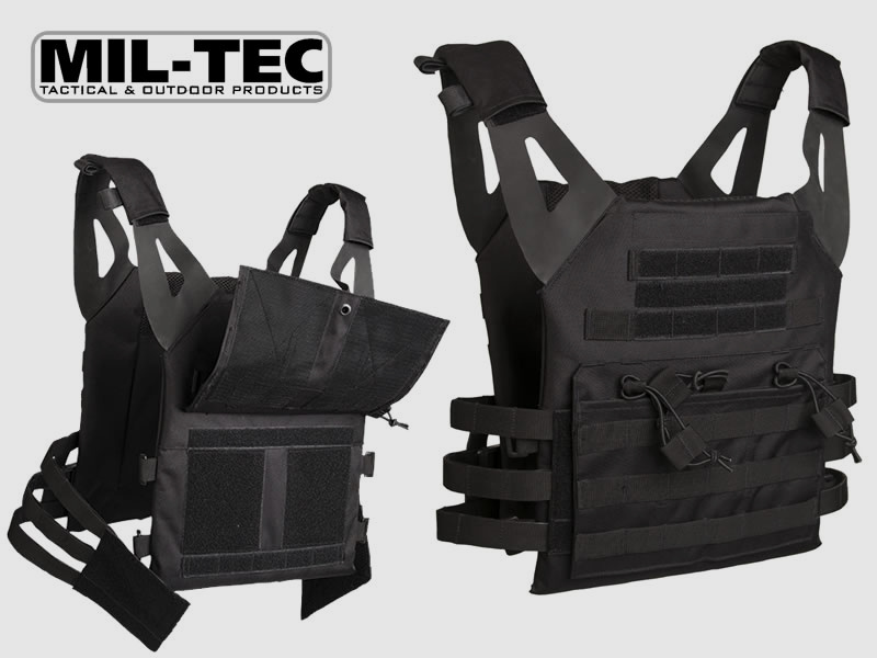 MIL-TEC taktische Weste PLATE CARRIER II, 100 % PE, beschichtet, BLACK, Uni-GrĂ¶Ăźe