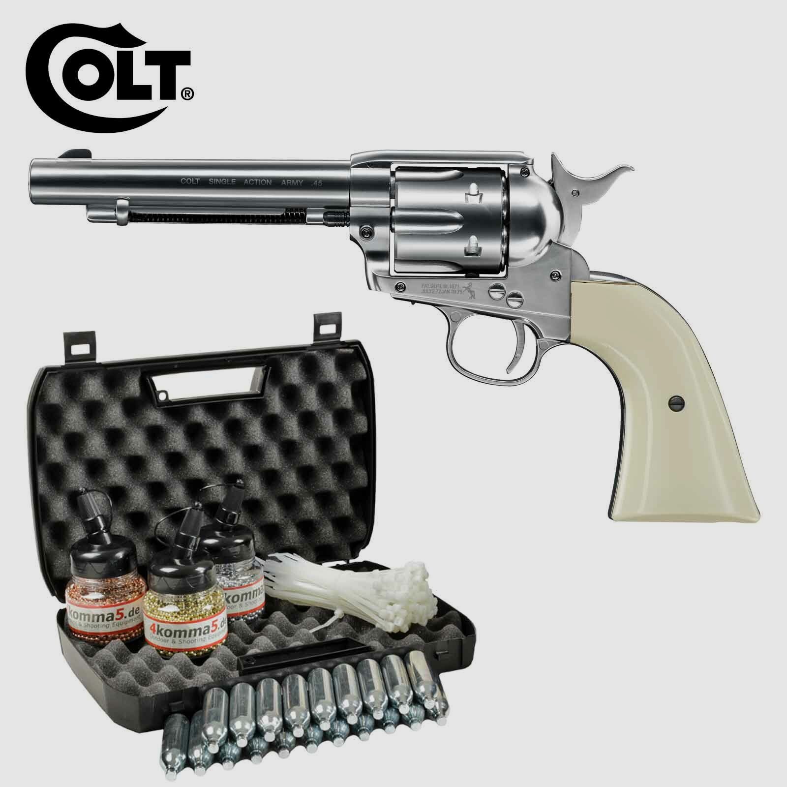 Kofferset Colt Single Action Army® 45 nickel Co2-Revolver Kaliber 4,5 mm BB (P18)