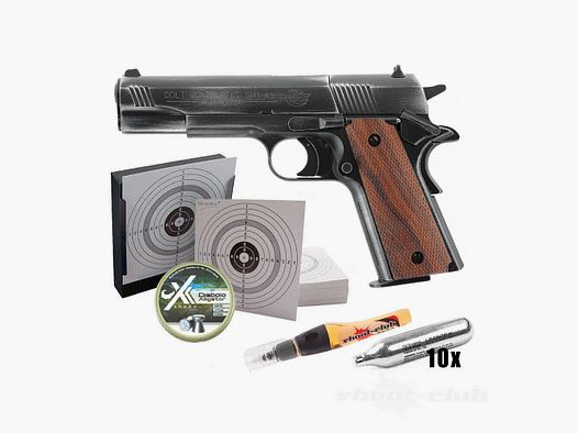 Colt	 Government 1911 A1 CO2 Pistole 4,5 mm Antik-Finish SET