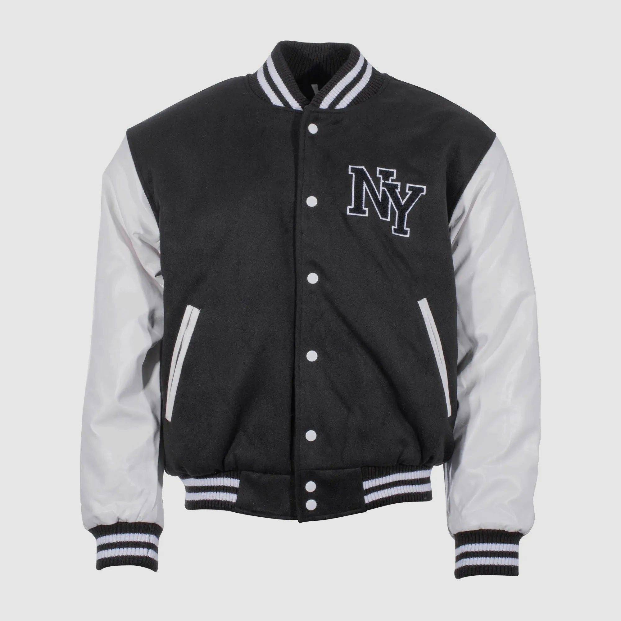 Mil-Tec Veste NY Baseball Jacket Patch - Noir/Blanc / S Hommes