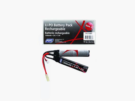 ASG 7.4V 1300mAh 25C Lipo Battery Double Stick Tamiya