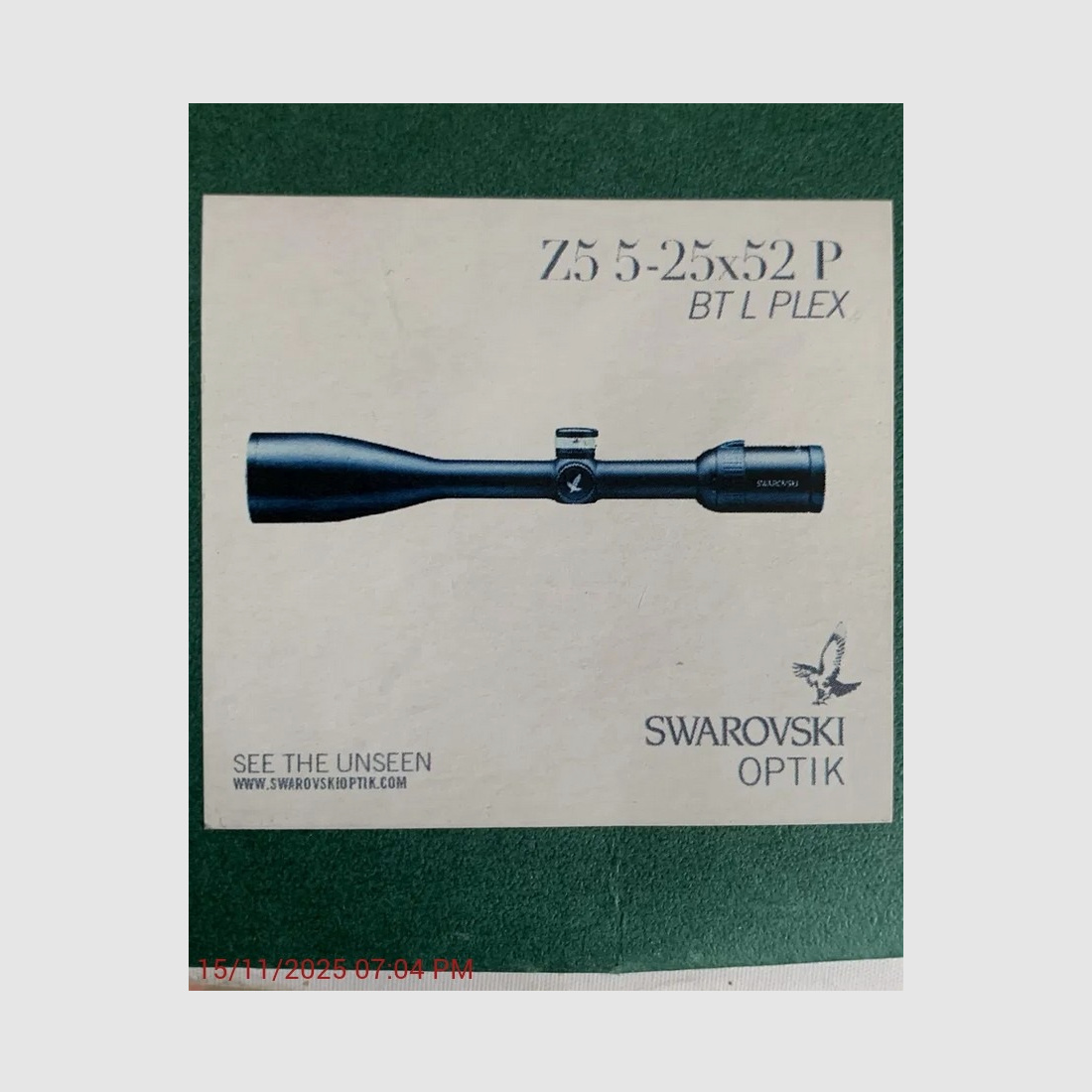 Swarovski Z5 5-25x52 P rifle scope