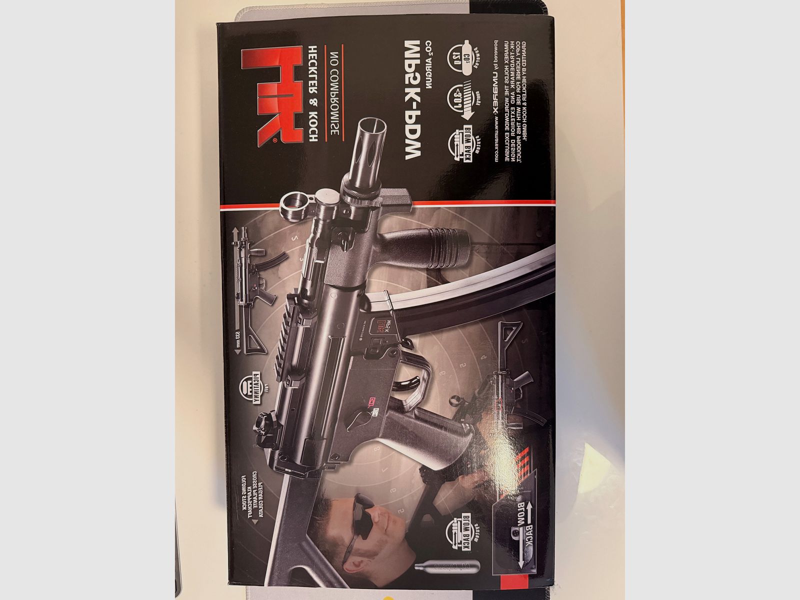 Heckler & Koch MP5K-PDW cal.4,5mm Stahl BB Co2 & Madbull Raptor Silencer