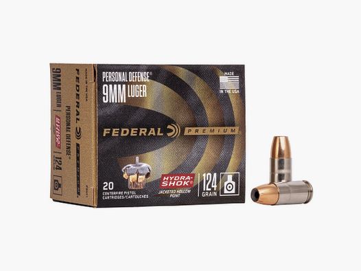 FEDERAL 9 MM 124 GRS / 8 G HYDRA-SHOK JHP 20 PCS