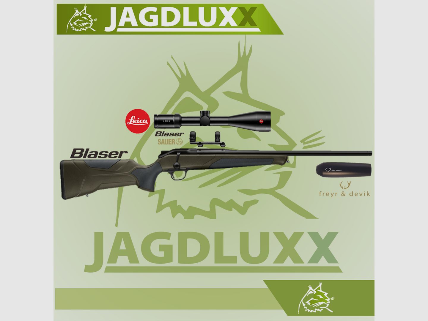 Blaser R8 Professional 2.0 olive foncé avec Leica Amplus 6 et silencieux freyr & devik