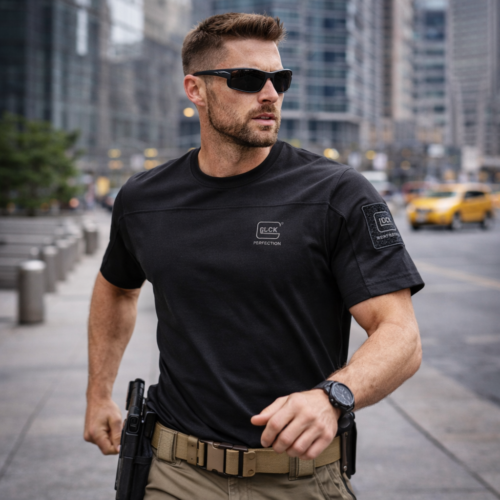 GLOCK Tactical T-Shirt Schwarz – Ripstop-Schultern, Stretch-Torso – Soft-Velcro-Badge – Größe L, Bild 3 von 10