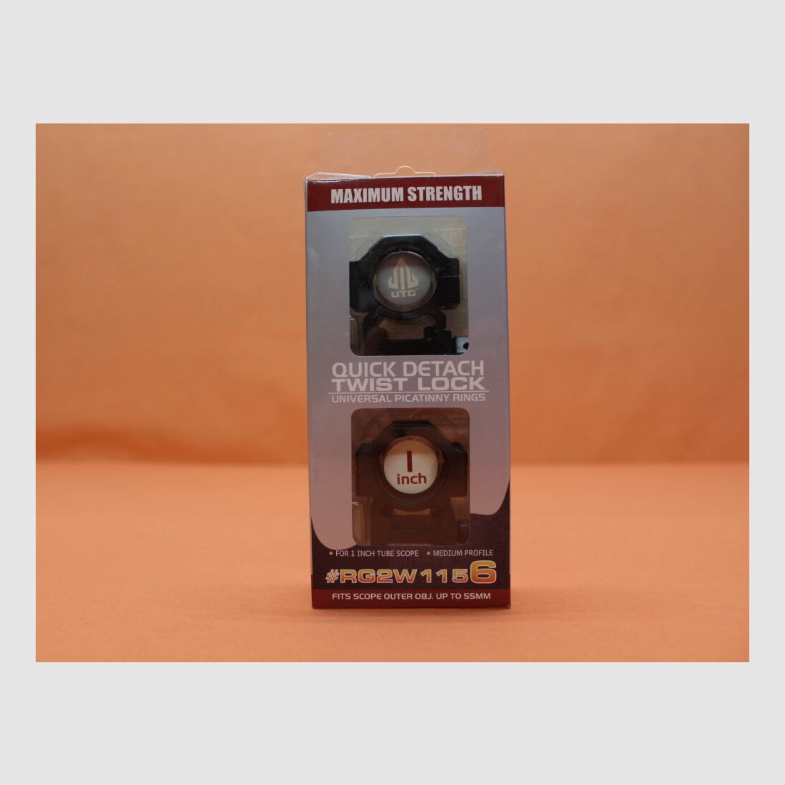 UTG - Leapers UTG QD anelli di montaggio 1" Medium (RG2W1156) Twist Lock alluminio nero per profilo Picatinny.