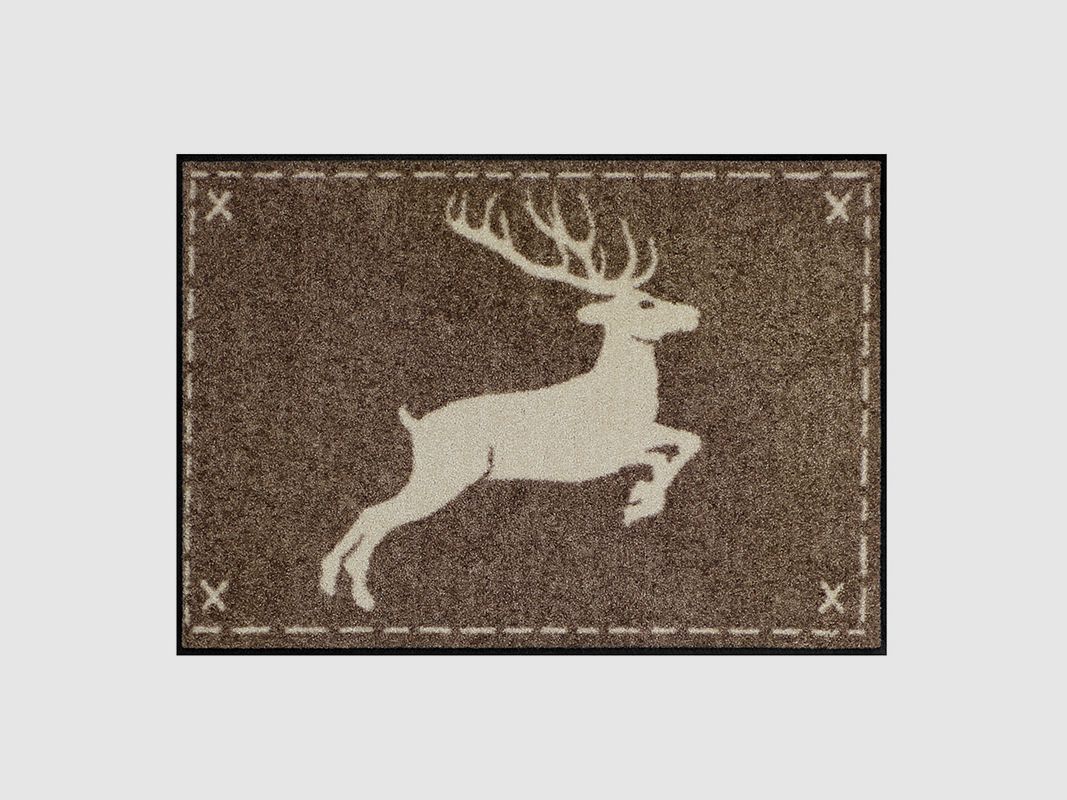 Fußmatte Springender Hirsch braun