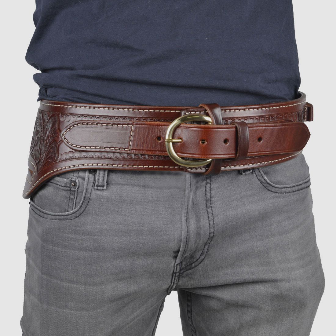 Custom Belt Buscadero Large .44/.45 Brown RH, billede 5 af 8
