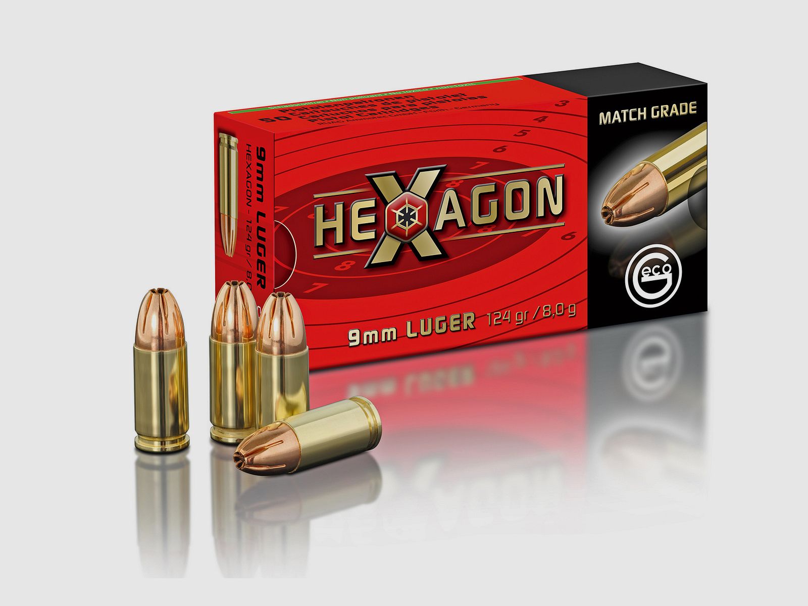 GECO HEXAGON 9mm Luger 9 mm 124gr °°°°°°°°°°°°°°°°°°