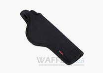 Belt holster with clip for revolvers up to 6 inches adjustable button closure