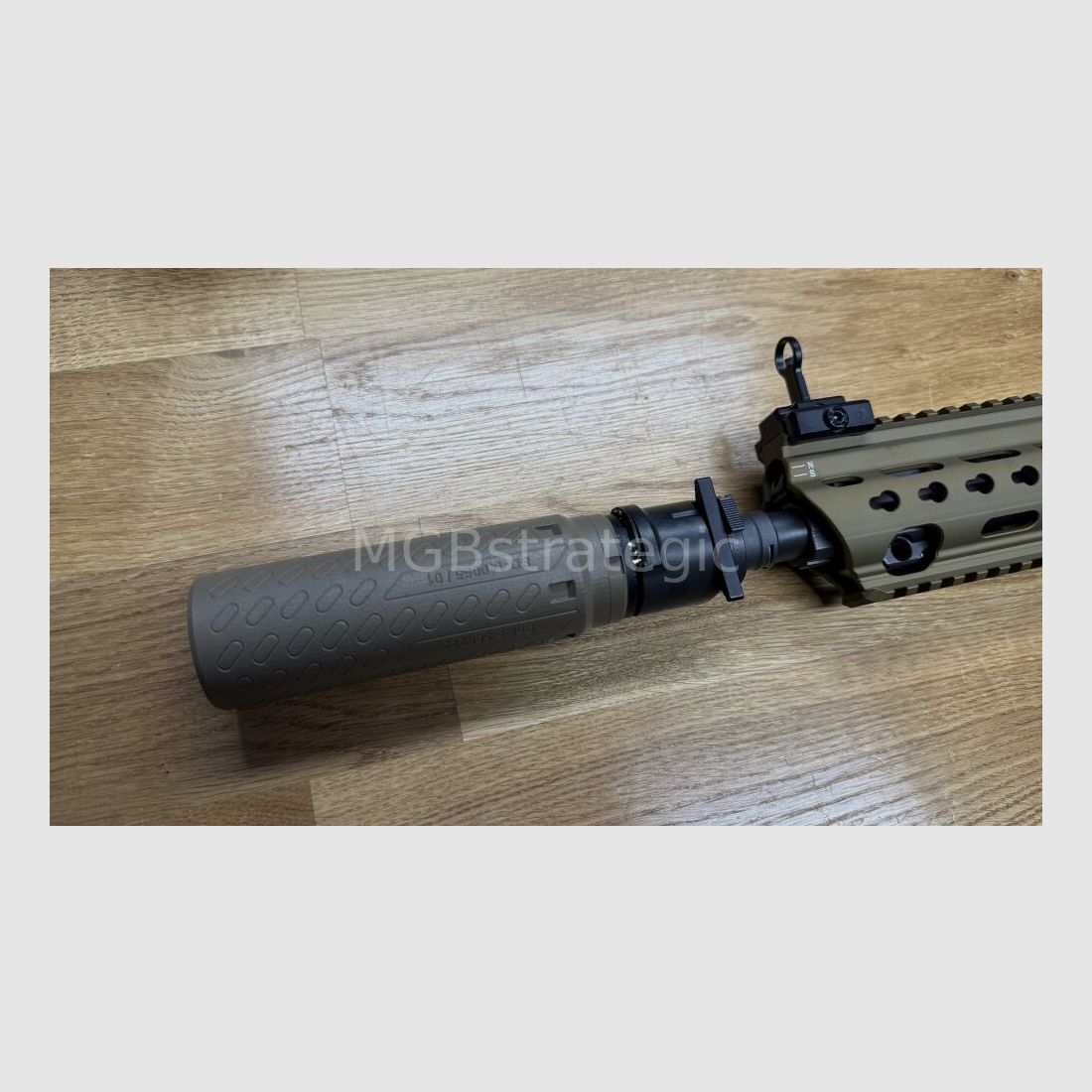 B&T AG Print X RBS I Compact QDN 223 FDE - flow through silencer for muzzle flash suppressor with NATO interface / for Rotex V or X interface