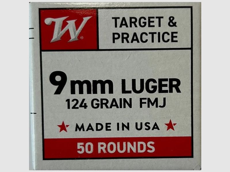 Winchester 9mm luger FMJ 124grs - 50 Schuss