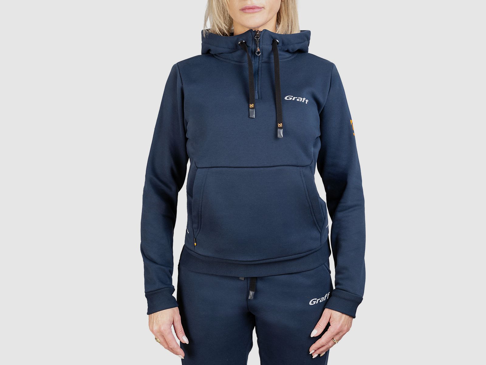 Women's kangaroo hoodie GRAFF 232-BL-D – Navy blue, image 44 of 56