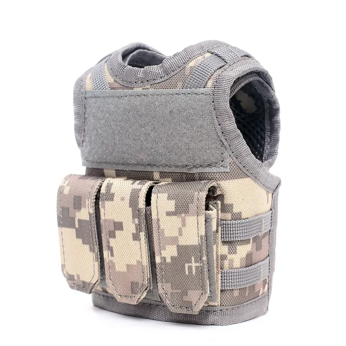 Mini giubbotto tattico con tasche frontali per bottiglia di birra / bottiglia di vino / thermos - Digital-ACU, immagine 3 di 7