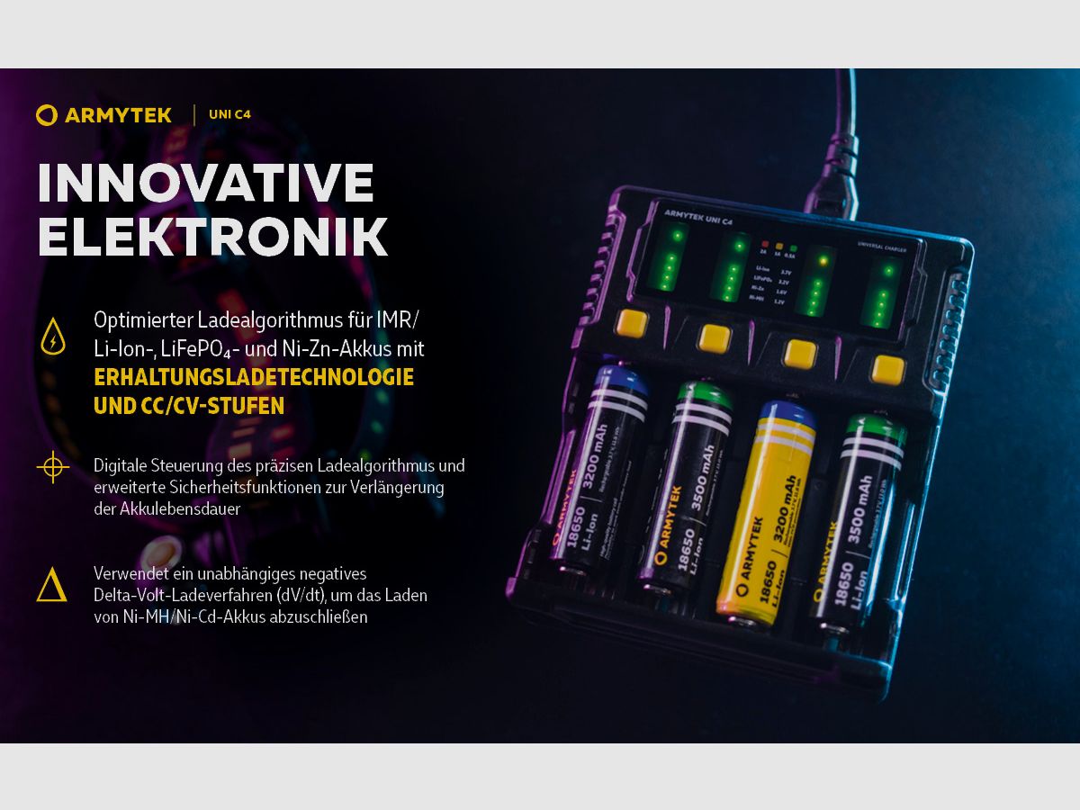 Ladegerät | Armytek Uni C4 Plug type C + Fahrzeugadapter, Bild 5 von 12