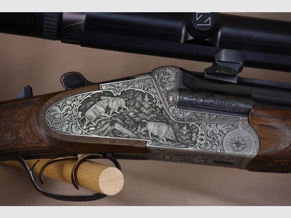 Heym 35 double rifle // side lock // left-handed stock // Fortner