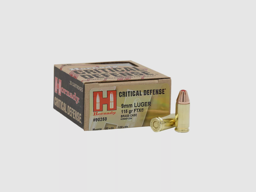 Hornady Critical Defense Munition 9mm 115gr FTX (25 Stk.)