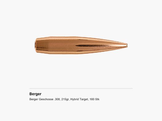 Projectiles Berger .308, 215gr, Hybrid Target, 100 pcs