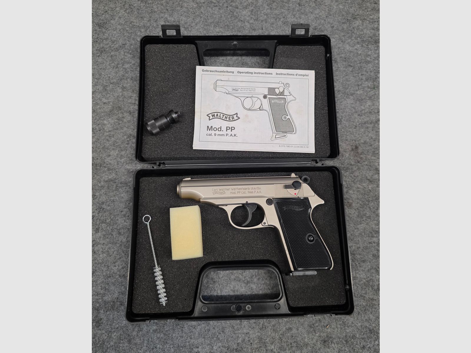 Walther PP Kaliber 9mm PAK Nickel PTB 765 Schreckschuss SRS