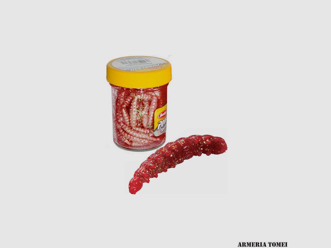 BERKLEY – POWERBAIT SPARKLE HONEY WORM Red/Scales (55 pcs)
