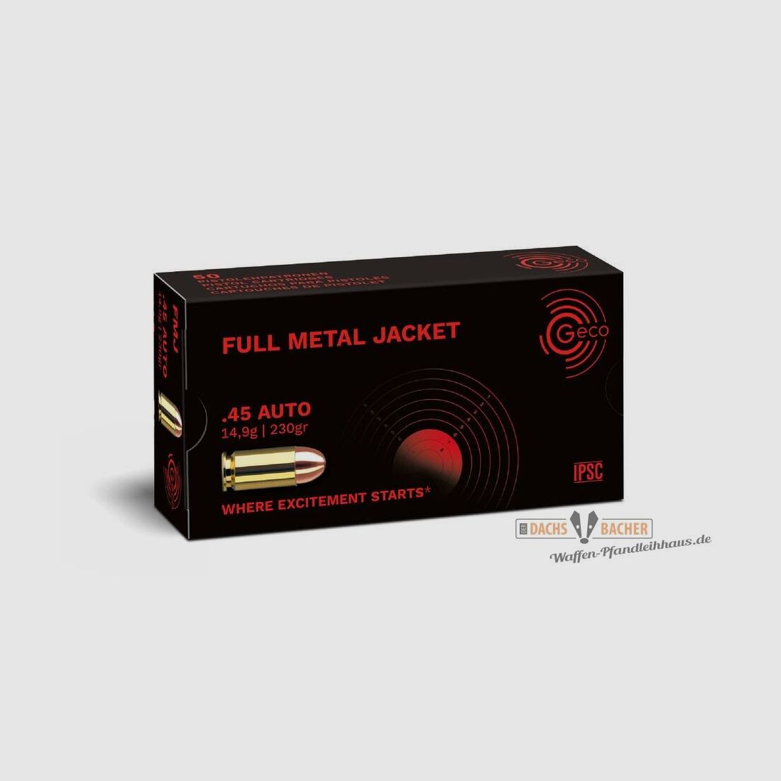 GECO .45 Auto FMJ Full Metal Jacket 14,9g/230gr 50 cartouches