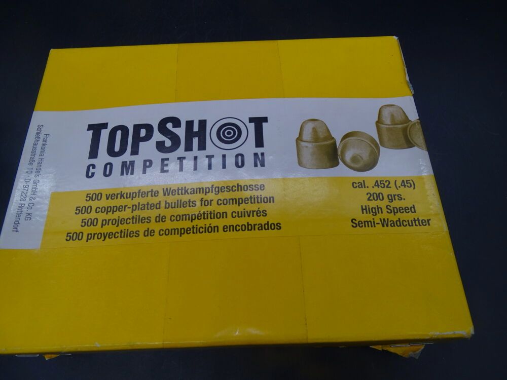 Topshot Semi Wadcutter calibro .45 Dia. .452 200gr 500 pezzi Semi Wadcutter