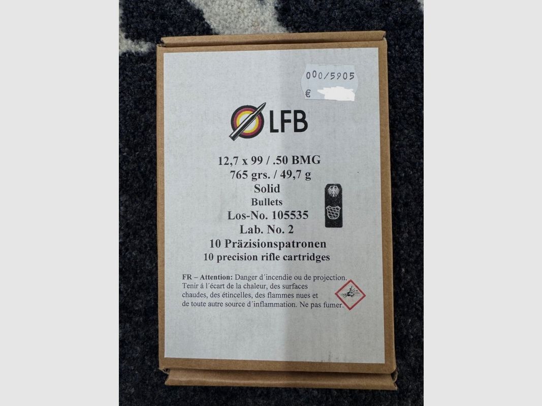 LFB 50 BMG Lab.2 765 grs SOLID (12.7 x 99 NATO) (x10)