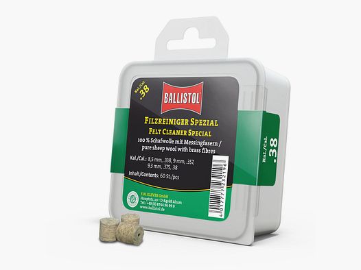 Limpiador de Fieltro Ballistol Especial / 60 pcs. / Cal. .38