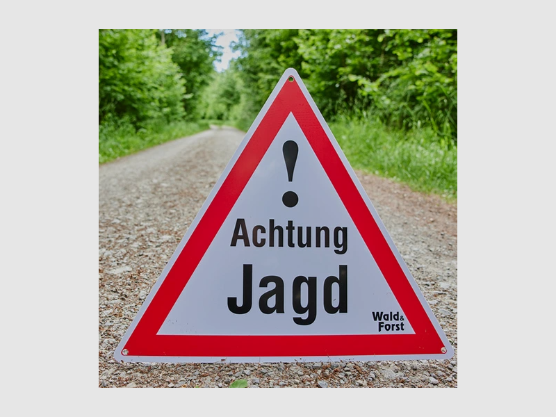 Gevarendriehoek "Achtung Jagd" 50x44 Bord, afbeelding 1 van 4