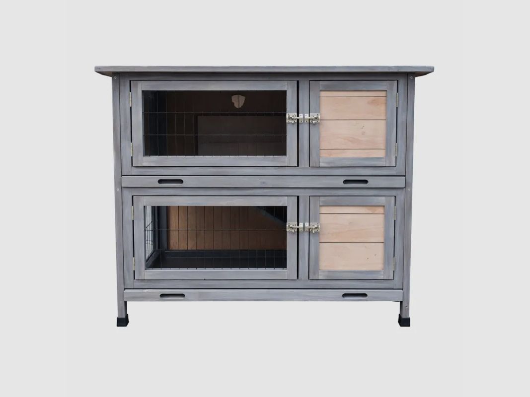 Holzkaninchenstall 2 Etagen - Grau - 91,5 x 45 x 81,4 cm, Bild 1 von 10