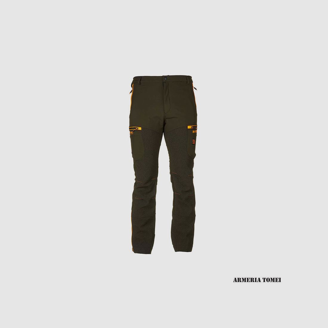 PANTALONE – HEREN – UNIVERS SOFTSHELL U-TEX GROEN/ORANJE, afbeelding 2 van 4