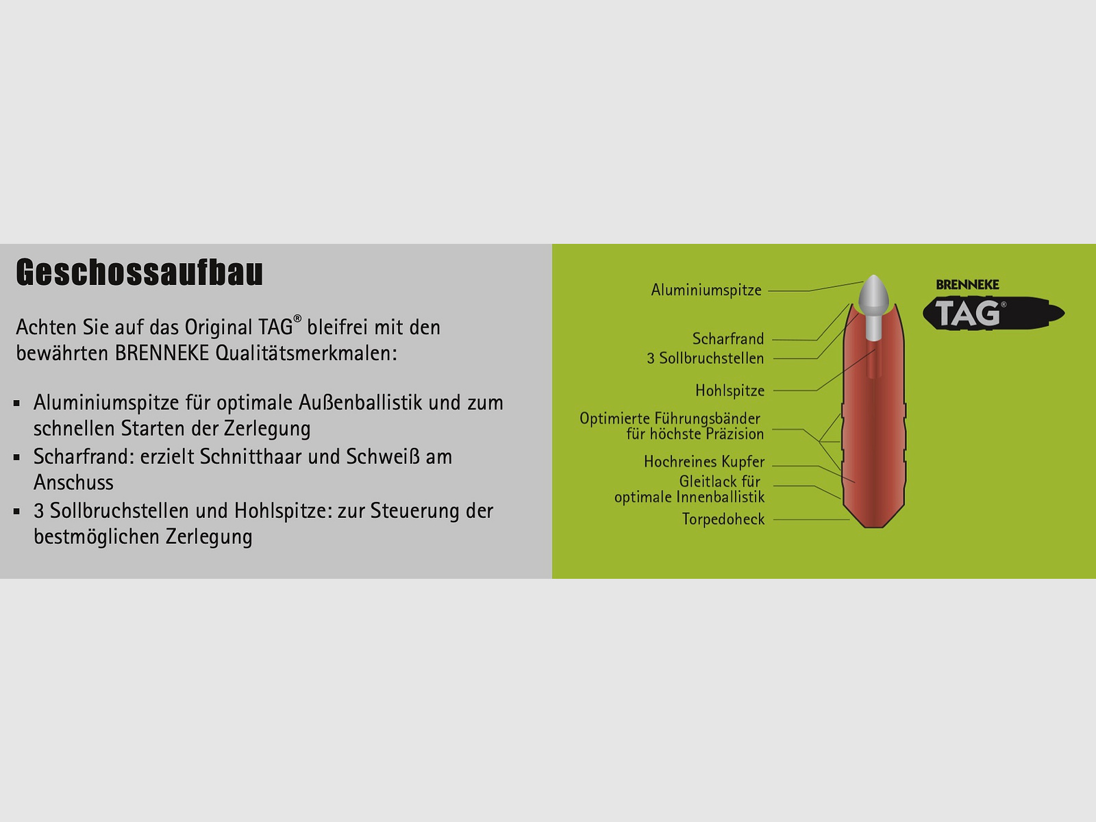 Brenneke 7x65 R TAG 10,4g 160grs. Bleifrei Langwaffenmunition