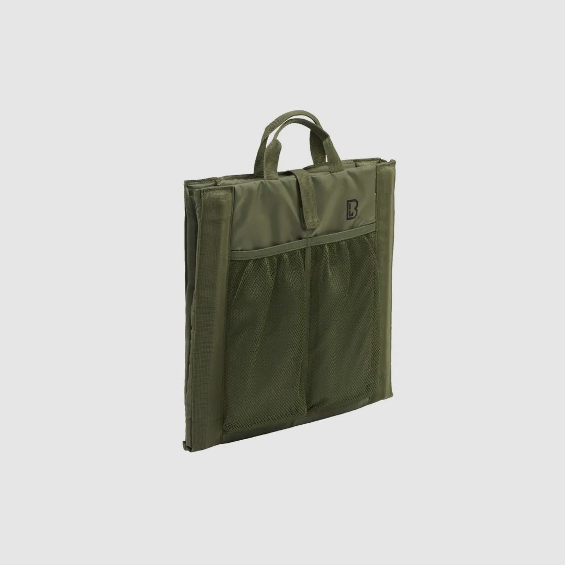 Folding seat with carrying handle + mesh pocket for 2 drink bottles - Olive