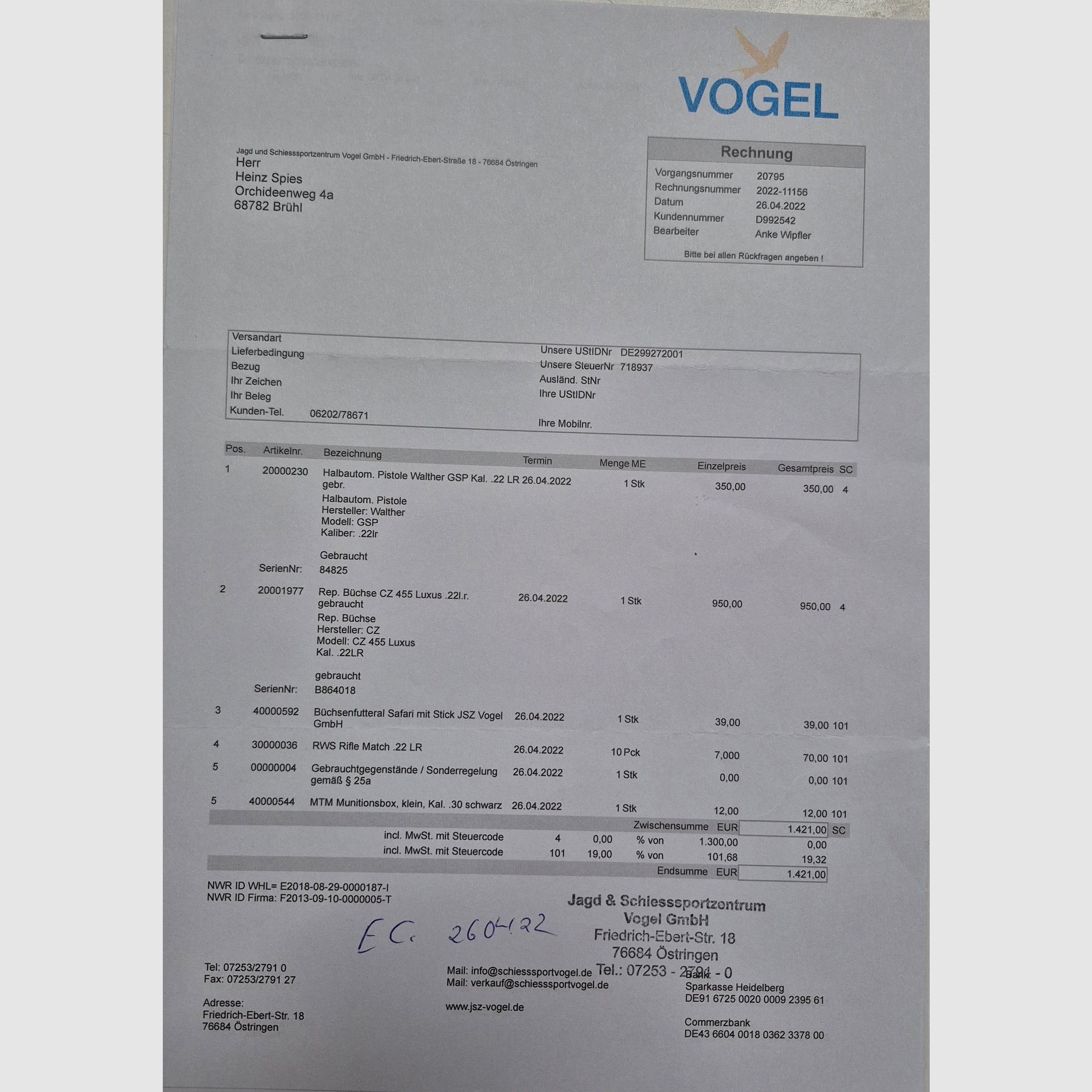 CZ 455 Repetierbüchse luxus .22lr mit GECO Zielfernrohr 1,7-10